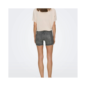 Shorts de Mezclilla de Cintura Alta para Mujer, Estilo Casual, Corte Recto, para Verano, Color Sólido, Cierre de Botones, Tela de Algodón - Product Image 5