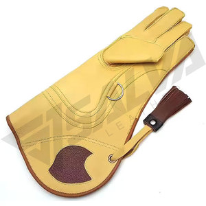 Gant de fauconnerie de haute qualité 2026 avec manchette contrastée en cuir véritable, non doublé, écologique et durable pour la chasse et les sports - Product Image 4