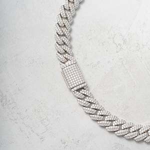 Women's 925 <b>Silver</b> Rhodium Plated Crystal <b>Choker</b> Necklace Link Chain Luxury Everyday Wear - Product Image 2