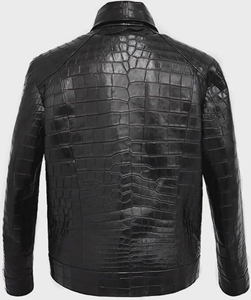 Chaqueta de Motociclista Casual para Hombre HARAZ INTERNATIONAL, de Cuero Vacuno Negro Repujado Estilo Vintage, Resistente al Viento, con Logotipo Frontal y Cuello Plegable - Product Image 2
