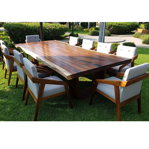 Indonesian Suar Slab Wood <b>Live</b> <b>Edge</b> Dining <b>Table</b> Set – Solid Monkey Pod Furniture Supplier - Product Image 1