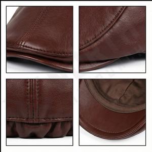 Printemps hiver unisexe cuir béret chapeaux hommes femmes blanc bleu casquette à visière mâle mince décontracté camionneur casquettes Bonnet - Product Image 4