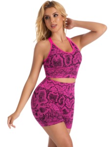 Women Athletic Yoga Shorts and Sports Bra Set High Waist Seamless Workout Outfit Stretch Fabric Breathable Comfortable - Product Image 3