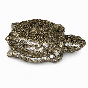 Figurine de tortue en pyrite naturelle sculptée, pierre d'énergie Feng Shui pour la richesse, la chance et la guérison, décoration, cadeau de Gujarat Asy Crystal - Product Image 1