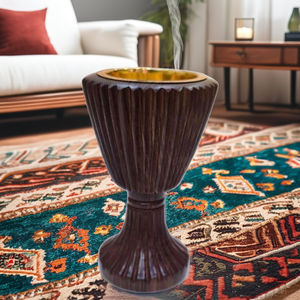 Handcrafted Traditional Arabic Sandalwood Incense Holder <b>Wooden</b> Bakhoor <b>Burner</b> Brass Inlay Bowl Eco-Friendly Durable Home - Product Image 1