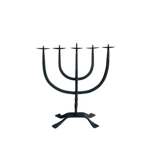 Ensemble de 2 porte-bougies en fer au design minimaliste, finition dorée et revêtement poudré, pour la décoration intérieure et comme centre de table extérieur - Product Image 6