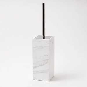 Juego de Portaescobillas de Baño de Granito Gris Ovalado, Herramienta de Limpieza de Baño con Textura Natural y Mango Cromado, Accesorio Moderno para Baño - Product Image 1