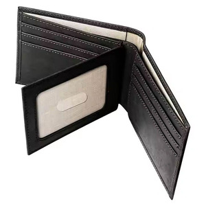 Cartera de cuero genuino de lujo personalizada al por mayor para hombre, con bloqueo RFID, plegable, proveedor mayorista OEM, exportación para Pakistán - Product Image 3