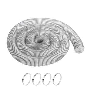 Tubo flessibile in PVC per aspirazione polveri 4FT X 20FT con spirale in filo d'acciaio al carbonio, ispessito e resistente alle perforazioni, in materiale TPU trasparente - Product Image 1