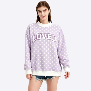 Sweat-shirt à col montant pour femme, en coton doux, style streetwear, avec logo personnalisé, broderie, en molleton, coupe oversize - Product Image 5