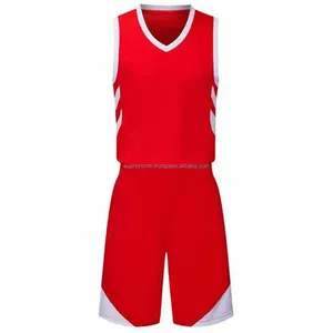新设计高品质空白定制空白男士网眼透气篮球制服红色升华篮球运动衫