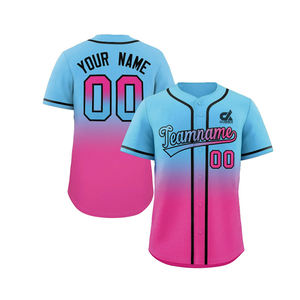 Jersey de Béisbol Personalizado 2025 con Degradado Verde Azulado, Ribete Negro, Botones, Uniforme de Equipo, Nombre y Número Personalizados, Estilo Profesional, Venta al Por Mayor - Product Image 2