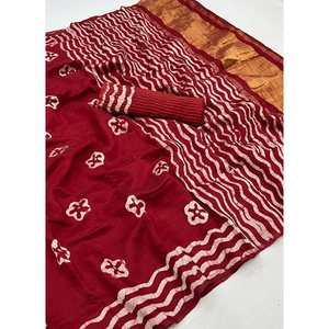 ชุดผ้าส่าหรีผ้าฝ้ายเนื้อนุ่มสำหรับสตรีผ้าทอแบบไม่มีตะเข็บทางการ - Product Image 1