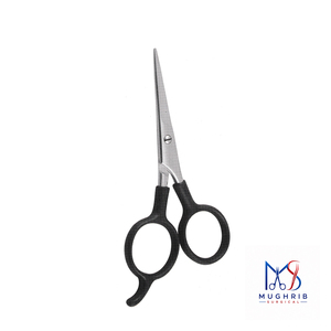 Ciseaux à moustache à grandes boucles, finition mate, pour gauchers, en acier inoxydable durable, lame droite, taille 12 cm, logo personnalisé - Product Image 1