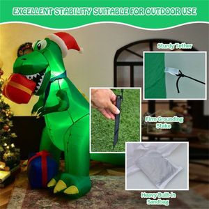 Decorazione natalizia gonfiabile a forma di dinosauro di 1,8 metri per esterni, decorazioni per il giardino per le festività - Product Image 6