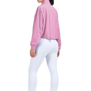 Hot Sale Polyester Blend yoga jacket Long Sleeve Women's <b>Cropped</b> Workout Jacket Zip Pullover Running Slim Yoga <b>Top</b> - Product Image 2