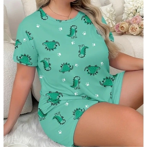 Ensemble de vêtements de nuit pour femmes en soie de luxe, t-shirt et short, ensemble de 2 pièces, vêtements de détente élégants pour femmes, tenues de maison - Product Image 5