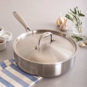 Cacerola de Cobre Martillado Premium con Tapa y Asa Larga, Olla de Cobre Hecha a Mano para Cocina, Restaurante y Uso en Cocina - Product Image 1