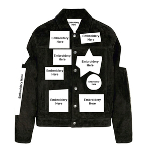 Blouson universitaire en cuir noir pour homme avec broderie, col montant, coupe droite, style décontracté hiver, simple boutonnage, cuir tanné - Product Image 1