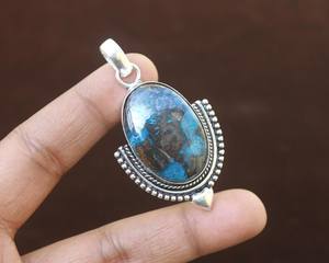 Colgante de crisocola hecho a mano, joyería tribal de plata de ley 925, collar bohemio único, regalo para ella - Product Image 5