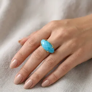 Anillo de Moda con Piedras Preciosas Chapado en Oro de 18k, Diseño de Luna Minimalista y Elegante para Mujer, Joyería al por Mayor - Product Image 4