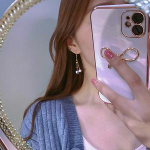 Pendientes de Perlas de Agua Dulce Akoya de 6-7 mm, Color Dorado Natural, Oro de 18 Quilates, Luz Intensa, Diseño Fino, 11-12 mm, Artículo de Regalo Perfecto - Product Image 4