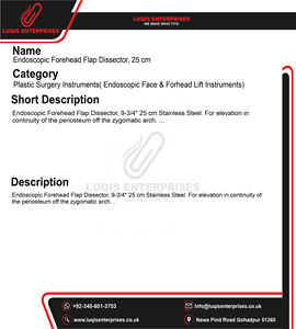 Dissecteur endoscopique frontal 25 cm en acier inoxydable, instrument chirurgical d'endoscopie pour la chirurgie plastique faciale - Product Image 5