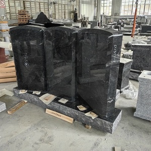 Cementerio de cementerio de estilo americano de diseño personalizado American Black GraniteFuneral Three People Tombstone Lápida para la familia - Product Image 6