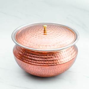 Luxury Handmade Brass Buffet Serving Casserole with Lid Hammered Food Warmer Round Serving Dish Hotel Restaurant Wholesale - Product Image 2