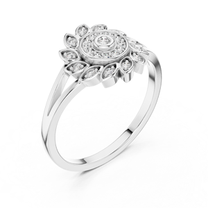 Anillo de oro macizo de 14k para mujer con diseño de flor romántica, corte redondo minimalista, ideal para regalo, compromiso, aniversario, boda. - Product Image 6