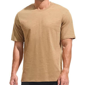 High Quality Oversize Cotton/Bamboo Fiber V-neck Short Sleeve Custom <b>Logo</b> Printing Option Heavy Duty Fit Comfortable Cotton - Product Image 1