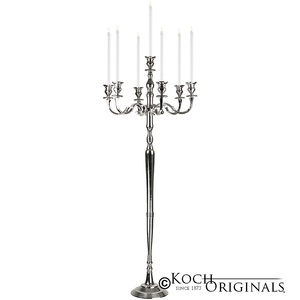 Elegant 5-Arm Silver Aluminum <b>Candelabra</b> Tall Floor Standing Candle Holder Polished Metal Wedding & Event Centerpiece Home Decor - Product Image 2