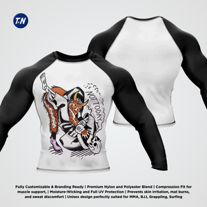 เสื้อรัดกล้ามเนื้อสำหรับผู้ใหญ่แบบยูนิเซ็กซ์สำหรับ MMA ป้องกันรังสียูวี ป้องกันเชื้อโรค พิมพ์ลายด้วยเทคนิคการถ่ายเทความร้อน ผลิตจากโพลีเอสเตอร์/สแปนเด็กซ์ - Product Image 3