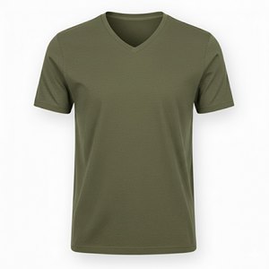 Camiseta casual de manga corta para hombre, cuello en V, lisa, de algodón. - Product Image 3