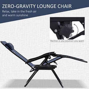 Set di Sedie Pieghevoli Reclinabili Blu con Tavolino Laterale e Portabicchieri, Sdraio a Gravità Zero con Poggiatesta - per Bordo Piscina e Campeggio - Product Image 4