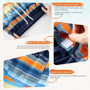 Traje de Baño a Rayas para Niños, Secado Rápido, con Cordón Ajustable, Cintura Media, para Playa y Piscina - Product Image 5