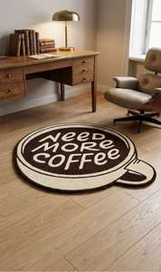 Tapis moderne en laine, motif géométrique tufté à la main, inspiré d'un gobelet à café, antidérapant, pour la maison, l'hôtel et les cafés - Product Image 3
