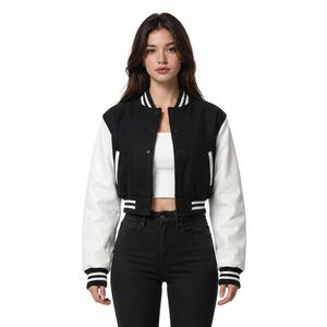 Blouson universitaire pour femme en gros avec broderie et rivets, logo personnalisé, doublure en viscose, tailles S/M/L/XL, faible MOQ, fournisseur - Product Image 6