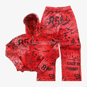 Conjunto Deportivo de Sudadera con Capucha y Pantalones Deportivos Estampados en Color Morado - Product Image 6