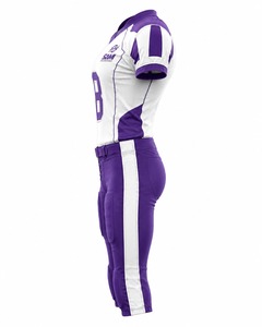 Ensemble d'uniformes de football américain blanc et violet, col en V, manches courtes, 100 % polyester, anti-humidité, ajusté, pour adulte - Product Image 2