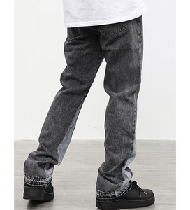2026 Custom <b>Men's</b> Slim Fit Athletic <b>Stretch</b> Denim Jeans Hot Selling Washed Pant with Patchwork Pattern Straight Style - Product Image 3
