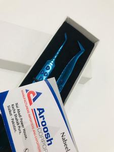 Pinzas de extensión de pestañas de acero inoxidable azul Plasma profesional de alta calidad logotipo personalizado hermoso agarre de corazón punta puntiaguda - Product Image 3