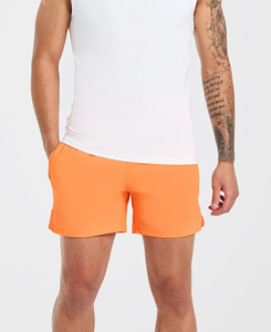 Pantalones Cortos Deportivos Ligeros para Hombre, Color Naranja, de Secado Rápido, Cintura Media, Ajuste Elástico, Cortos, de Poliéster Tejido, Color Sólido, Estilo Deportivo - Product Image 2
