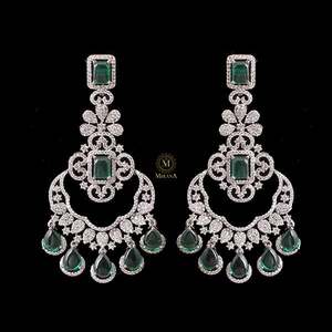 Florence Emerald Green CZ Designer Chandelier Earrings - Product Image 5