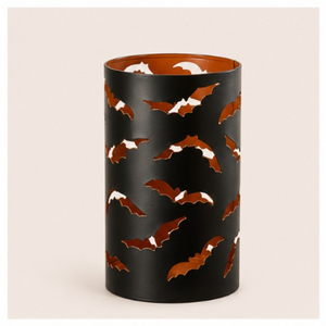 Wholesale Halloween Spooky Bats Metal Hurricane Candle Holder Black Iron Pillar Candle <b>Lantern</b> with Bat Cutout for Home Party - Product Image 3