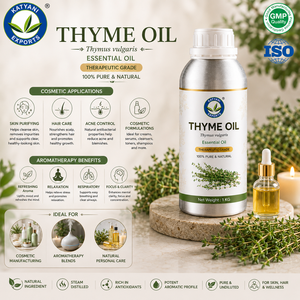 น้ำมันหอมระเหยไทม์บริสุทธิ์ 100% กลั่นด้วยไอน้ำ ขายส่ง ปริมาณมาก เกรดสำหรับเครื่องสำอางและอโรมาเธอราพี เหมาะสำหรับทุกสภาพผิว - โดย Katyani Exports - Product Image 5