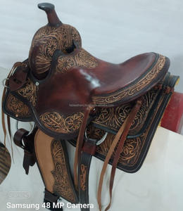 Juego completo de sillín de equitación de carreras, sillín de cuero auténtico americano, sillín de placer hecho a mano, sillín de equitación con juego - Product Image 6