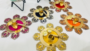Ensembles de thali Lotus Kamal exquis et faits à la main, fusion vibrante de tradition, d'élégance et d'art spirituel pour les célébrations festives - Product Image 3