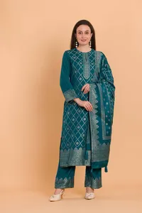 Vêtements ethniques indiens en gros Safaa DILKASH, robe d'hiver pour femmes, tissu non cousu, salwar kameez et dupatta - Product Image 5