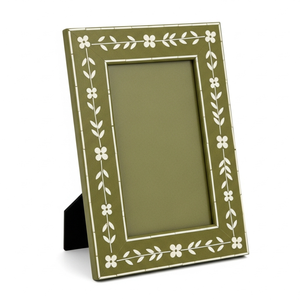Handcrafted Sage Green Bone Inlay Photo <b>Frame</b> with Floral Vine <b>Design</b> – Luxury Decorative Picture <b>Frame</b> for Home & Office Decor - Product Image 1